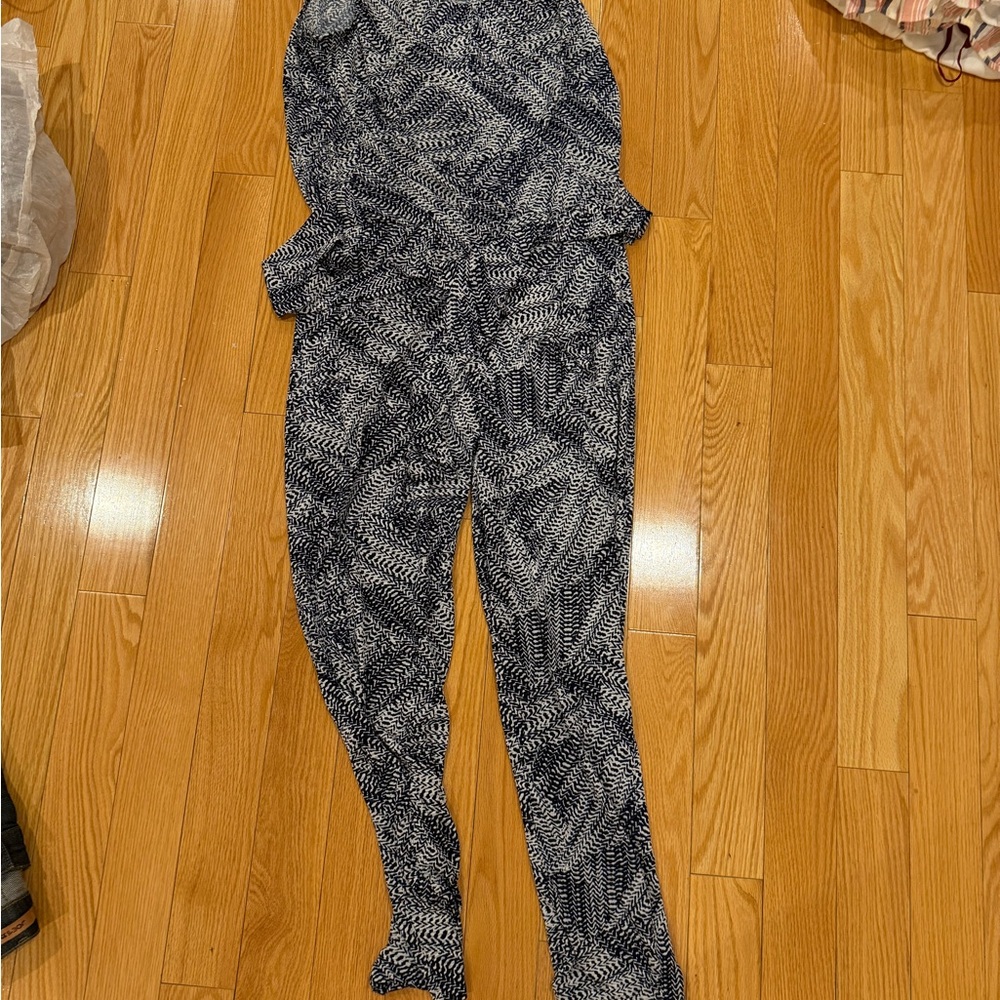 Patterned Black & White Tanktop Jumpsuit